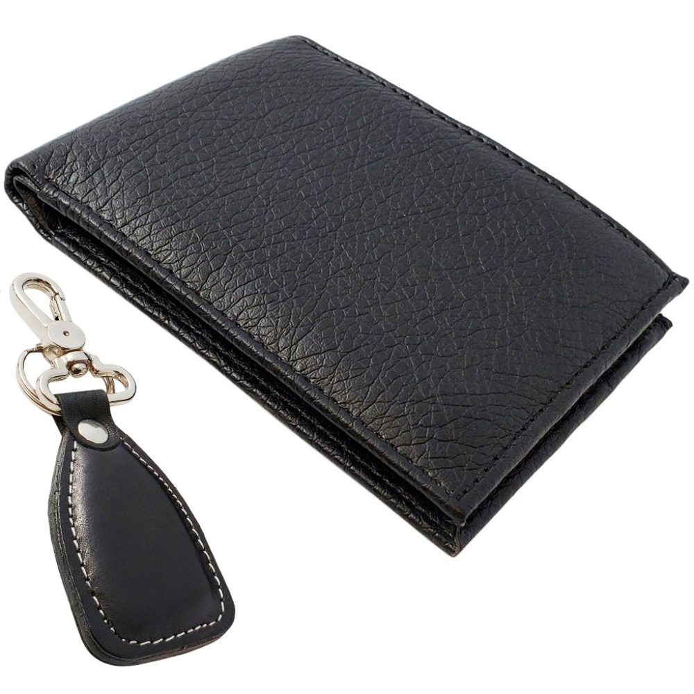 Mens Wallet with Leather keychain - Gift Set